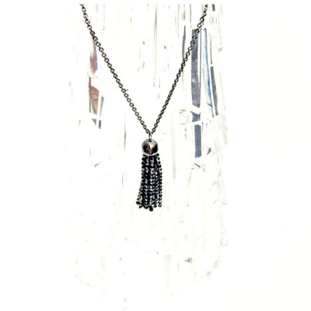 Swarovski Special Collection Long Tassle Pendant W/Jet Crystal View 5